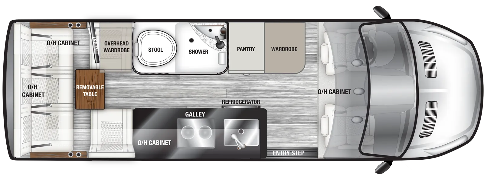The VTOUR 350HD 5RLFTA floorplan has one entry and zero slide outs. Exterior features include: 8' 2" awning. Interiors features include: rear living.